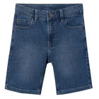 Boys Blue Denim Shorts, 1, hi-res